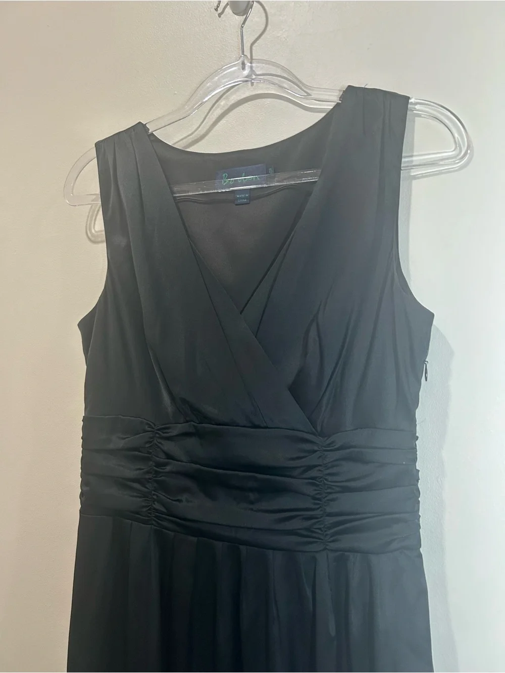 Boden Silk Dress Sz 10R Black Sleeveless MIDI V-Neck Fit & Flare Cocktail Party